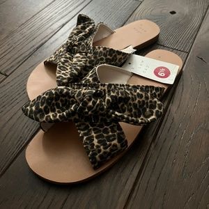 A NEW DAY Livia Leopard Bow Slide Sandals NWT